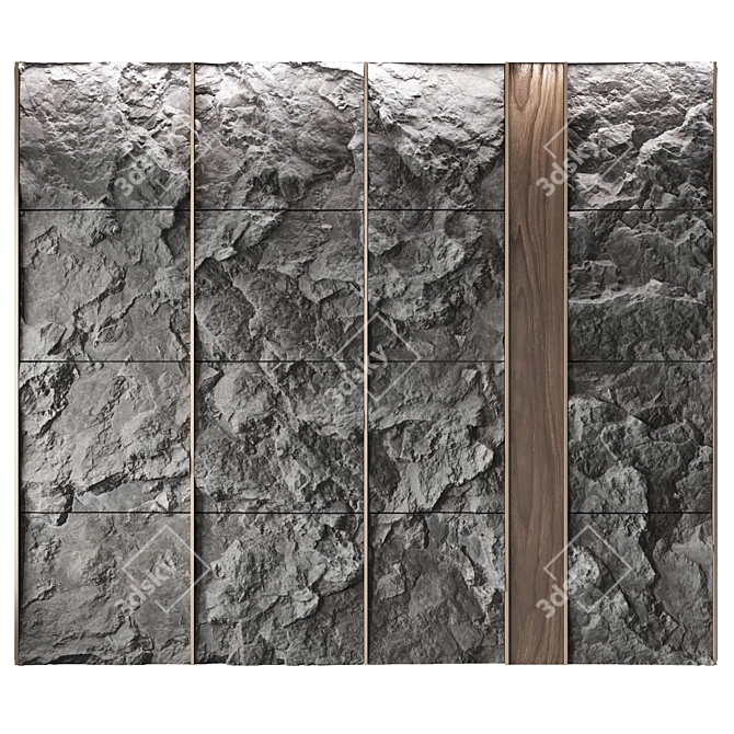 Stone Wall Panel Set, Displacement-Enabled 3D model image 1