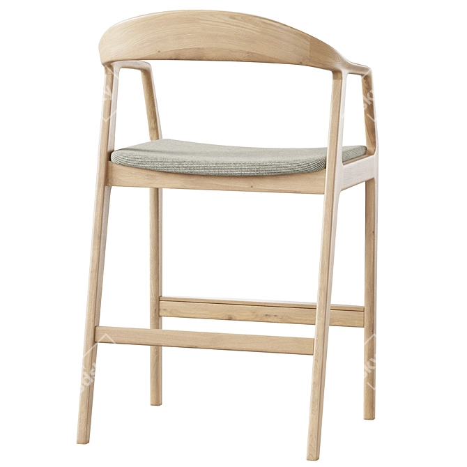 Sapporo Semi-Bar Stool Grey 3D model image 3