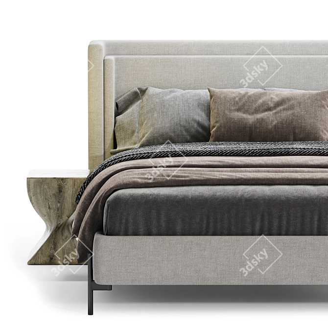 Elegant Double Bed 3D model image 3