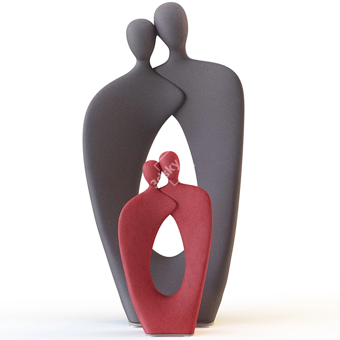 Abstract Ceramic Couple Statues 3D model image 1