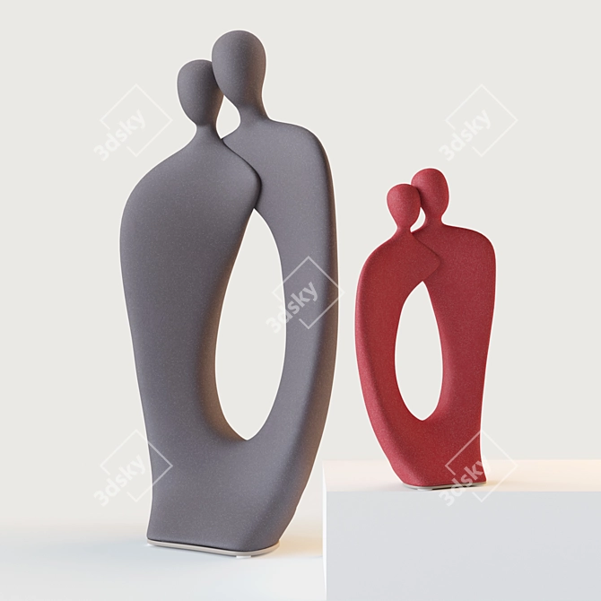 Abstract Ceramic Couple Statues 3D model image 2