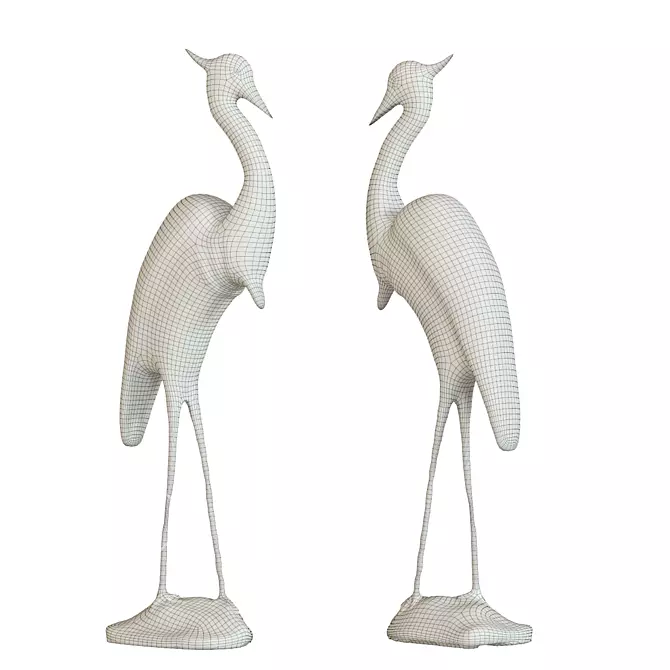 Elegant Heron Deco Figurine Black 3D model image 2