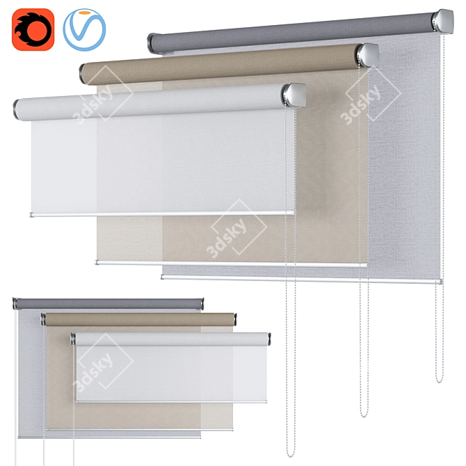 Sheer Mesh Roller Blind 3D model image 1