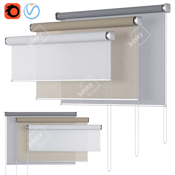 Sheer Mesh Roller Blind 3D model image 2