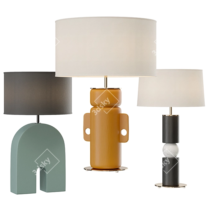 Elegant Aromas Table Lamps Set 3D model image 1