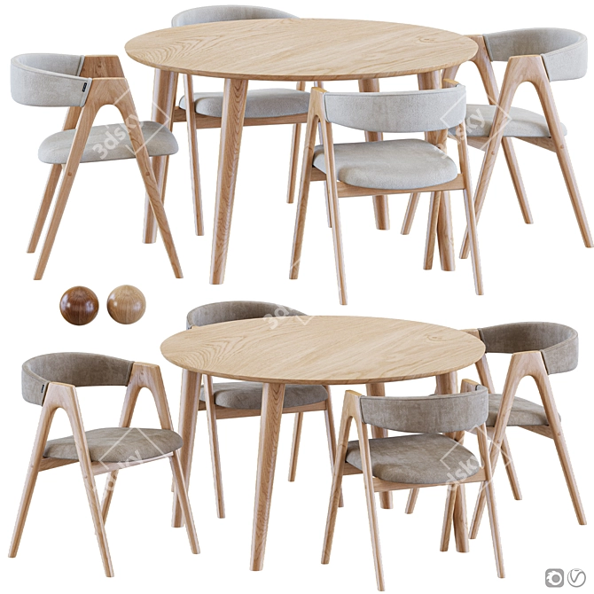 Contemporary Dining Set: Dublin Chair & Malmo Table 3D model image 1