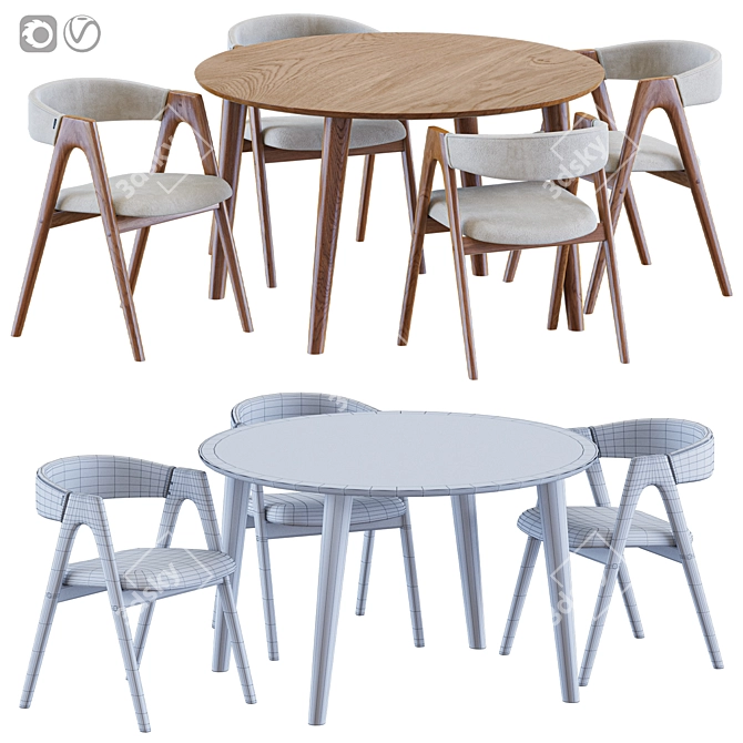 Contemporary Dining Set: Dublin Chair & Malmo Table 3D model image 2