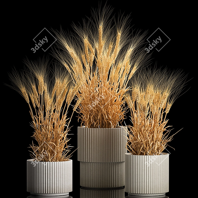 Spikelet Wheat Vase Set 3D model image 1