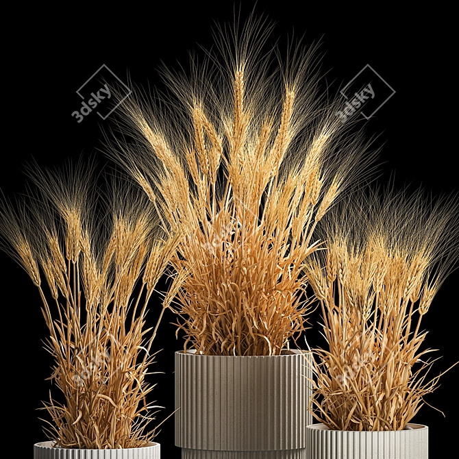 Spikelet Wheat Vase Set 3D model image 3