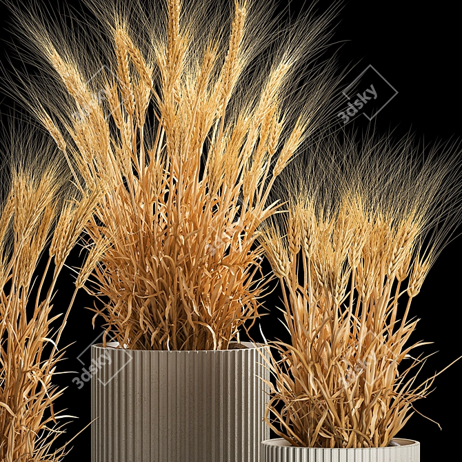 Spikelet Wheat Vase Set 3D model image 4