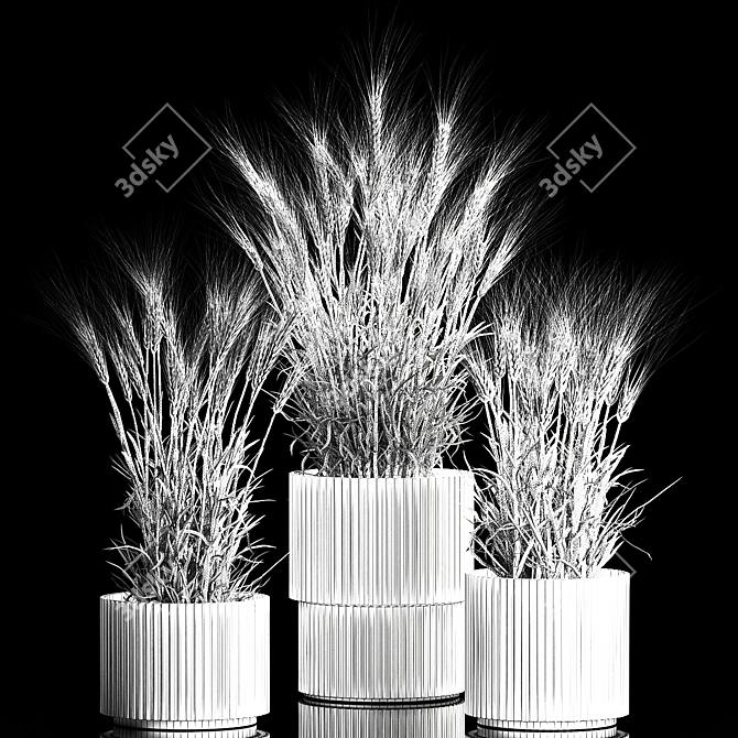 Spikelet Wheat Vase Set 3D model image 7