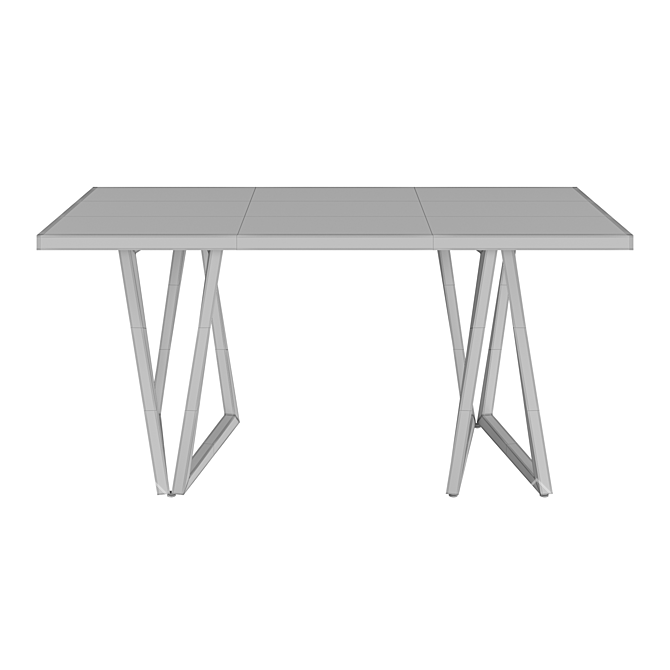 Rectangular Black Dining Table Solid Wood Metal Base 3D model image 3