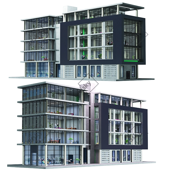 Urban Style 3D Mixed-Use Building 3D model image 1