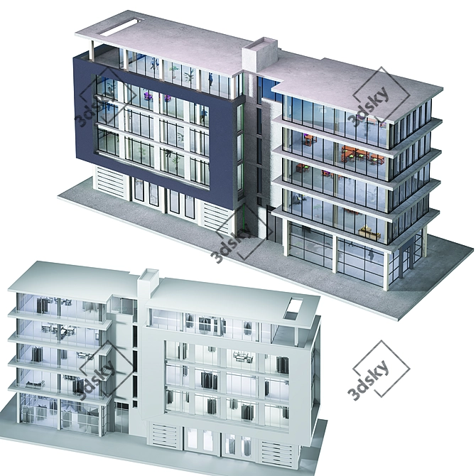 Urban Style 3D Mixed-Use Building 3D model image 3