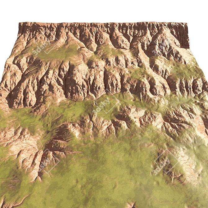 Realistic Mountain Terrain Model 3D model image 1