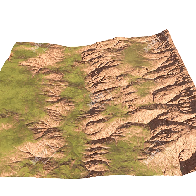 Realistic Mountain Terrain Model 3D model image 3