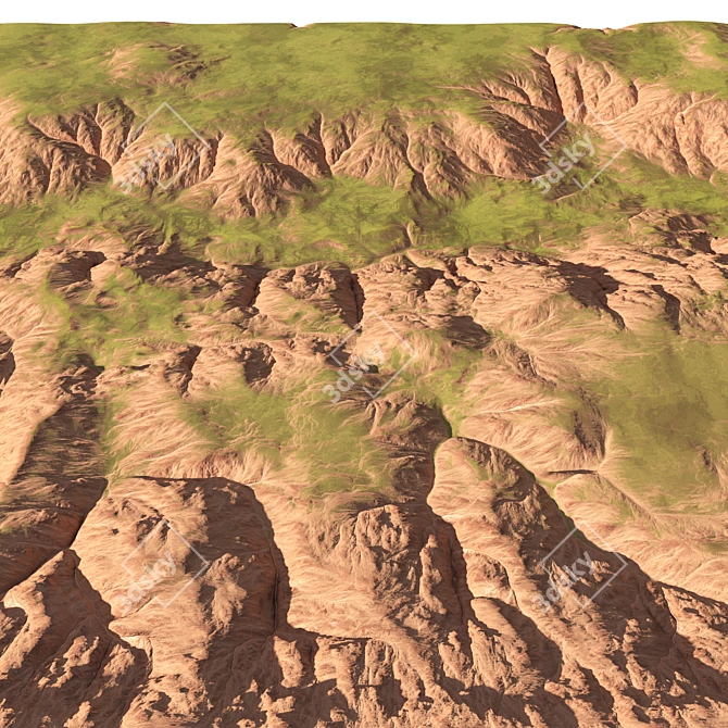 Realistic Mountain Terrain Model 3D model image 5