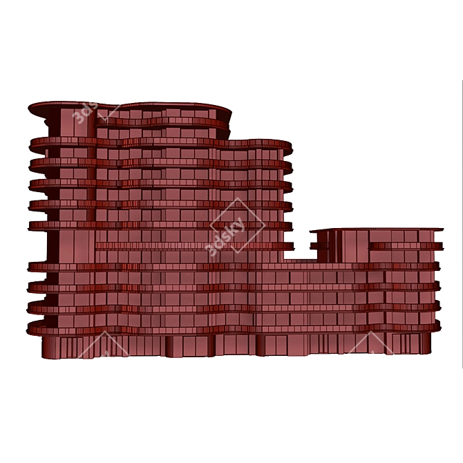 Urban Hotel Building Model 3D model image 3