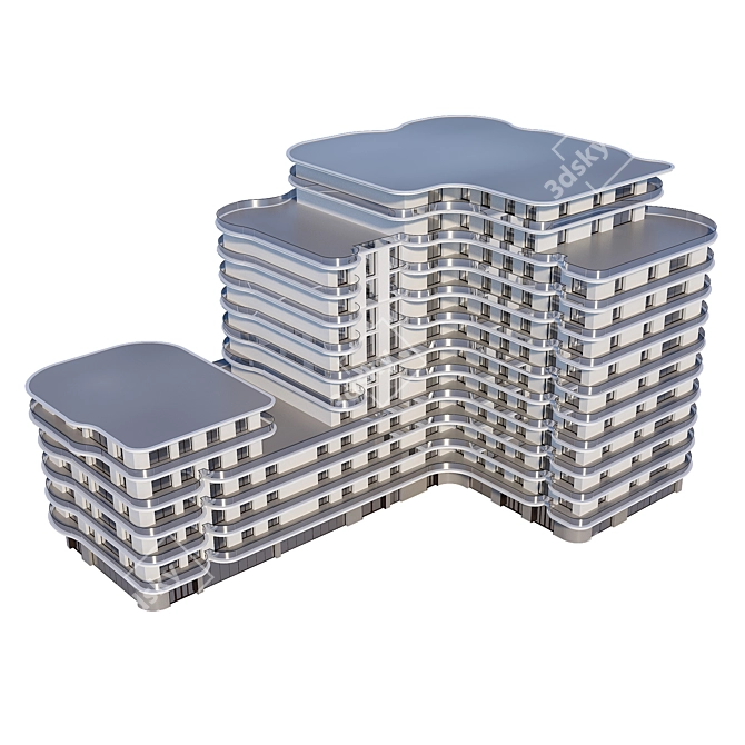 Urban Hotel Building Model 3D model image 9