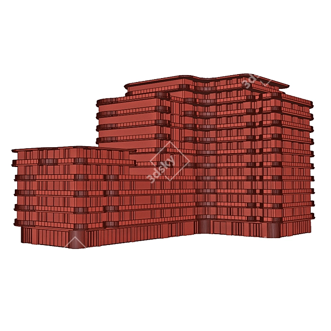 Urban Hotel Building Model 3D model image 10