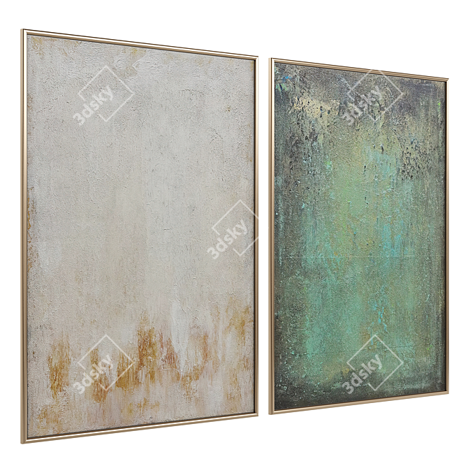 Framed Minimalist Abstract Art Set 3D model image 2