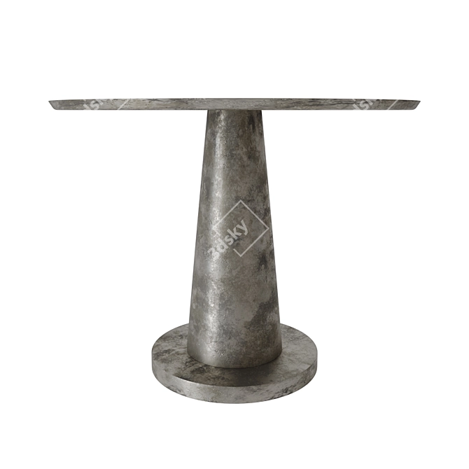 Vintage Aluminum Side Table, Brass/Nickel 3D model image 2