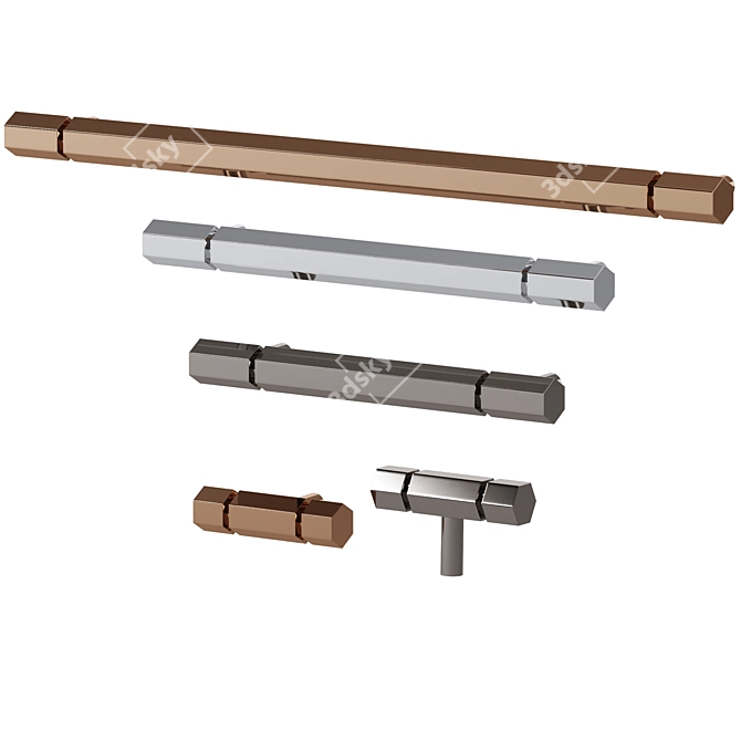 Elegant ACER Solid Brass Handles 3D model image 1