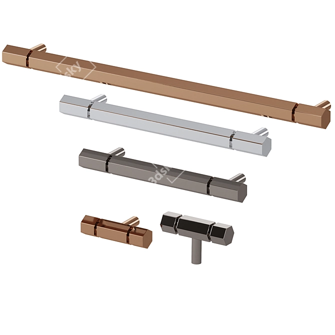 Elegant ACER Solid Brass Handles 3D model image 2