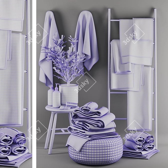 Modern Bathroom Accessory Set Kit 3D model image 4