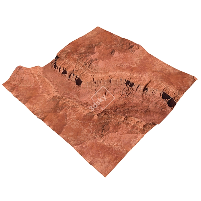 Canyon Terrain 8K Topology FBX 3D model image 2