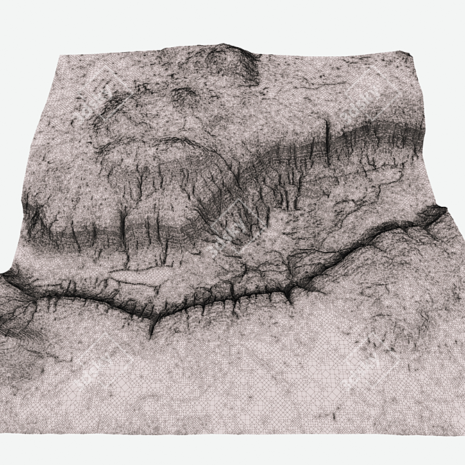 Canyon Terrain 8K Topology FBX 3D model image 7