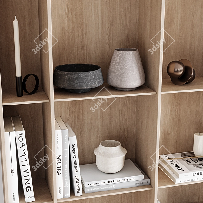 Modern Wood Bookrack Furniture Home 3D model image 3