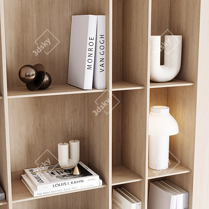 Modern Wood Bookrack Furniture Home 3D model image 5