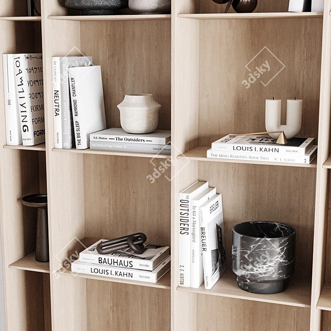 Modern Wood Bookrack Furniture Home 3D model image 6