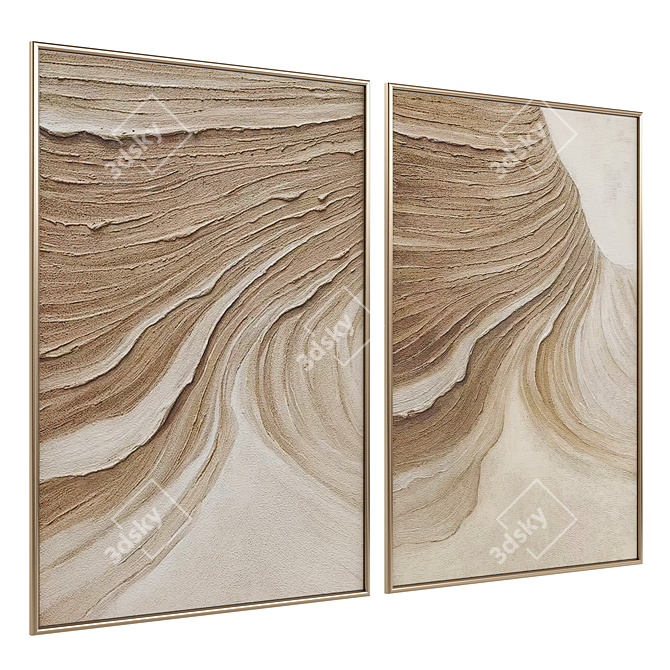 Geometric Dual Canvas Art Set 3D model image 2