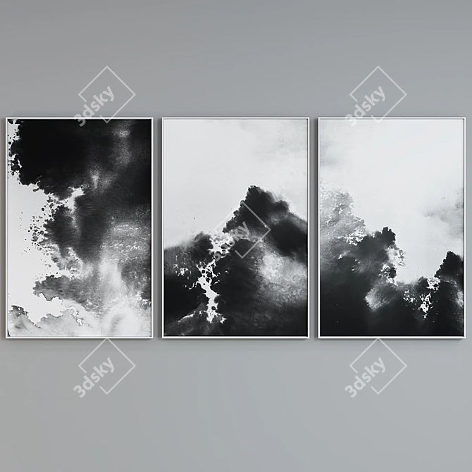 Abstract Picture Frame Set with Glass 3D model image 3