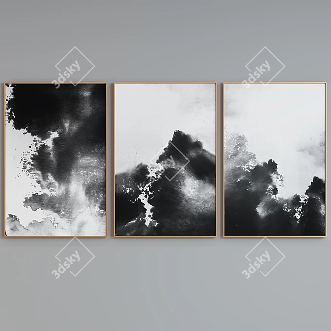 Abstract Picture Frame Set with Glass 3D model image 4