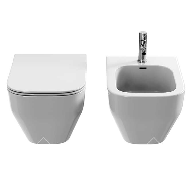 Modern Wall-Hung Rimless Toilet 3D model image 3