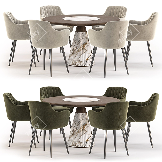 Modern Dining Set Collection 3D model image 1