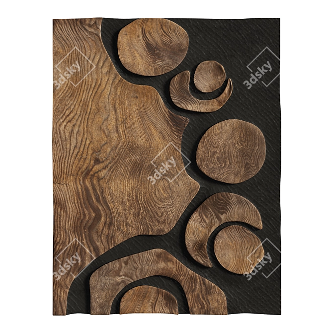 Artistic Wooden Wall Decoration Sculpture 3D model image 4