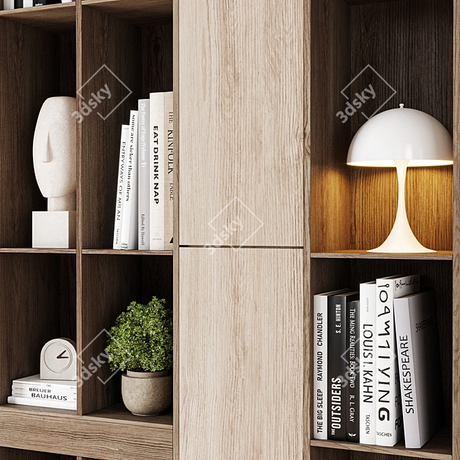 Elegant Wooden Floor Furniture Rack 3D model image 3