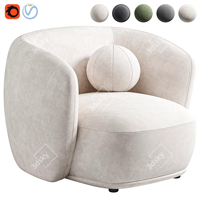 Modern Armchair Rene Meridiani 3D model image 1