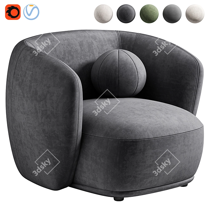 Modern Armchair Rene Meridiani 3D model image 5