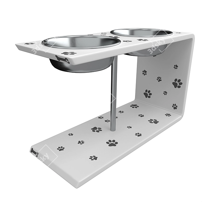 Adjustable Monochrome Bowl Stand 3D model image 2