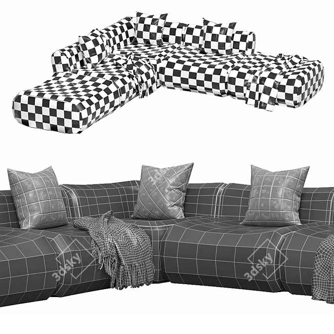 Modern Modular Sofa Lemmy Collection 3D model image 5