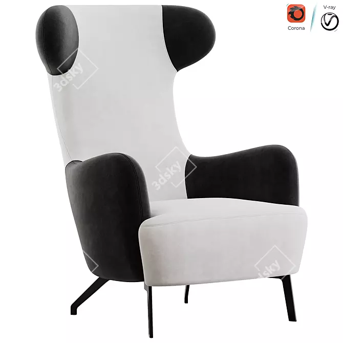 Minimalist PANDA Armchair Model in 3Ds Max 3D model image 1