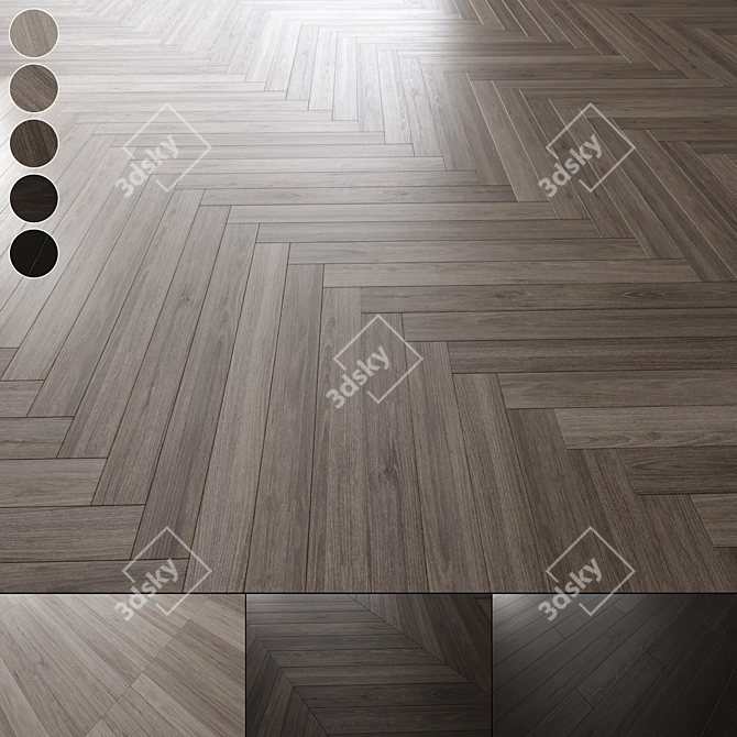 Wood Oak Parquetry 3D Model 3D model image 1