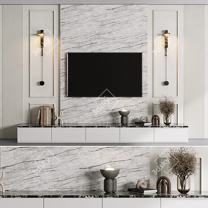  Modern TV Wall Decor Set 3D model image 1