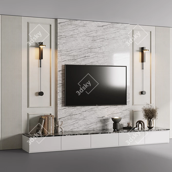  Modern TV Wall Decor Set 3D model image 3