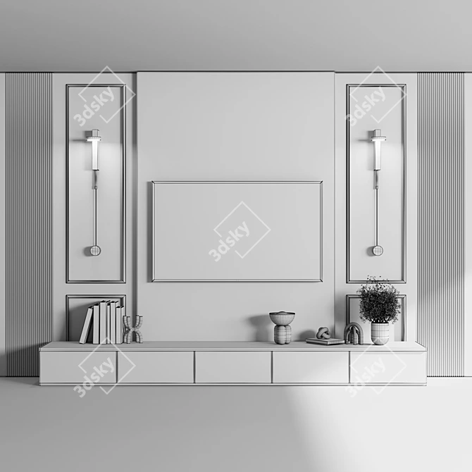  Modern TV Wall Decor Set 3D model image 7